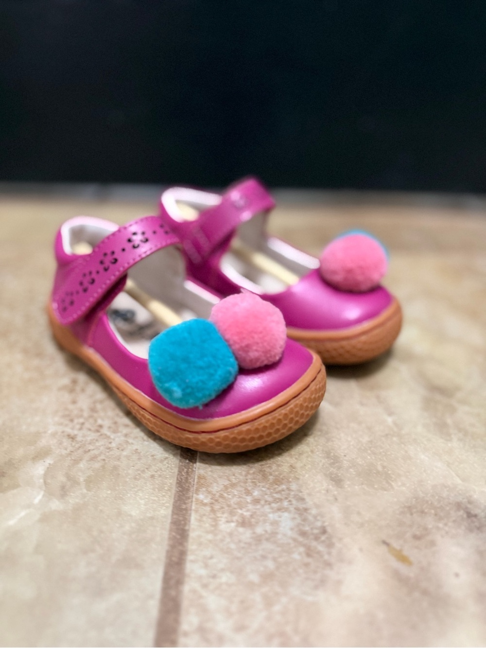 Livie & Luca Purple Matilda Jane Shoes with Blue and Pink Poms